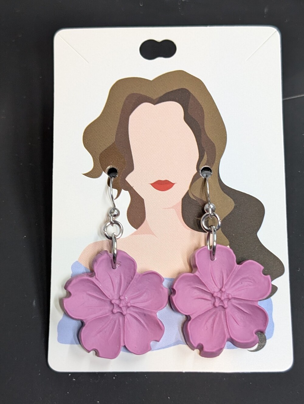 Purple Floral Drop Earrings - Women Jewelry